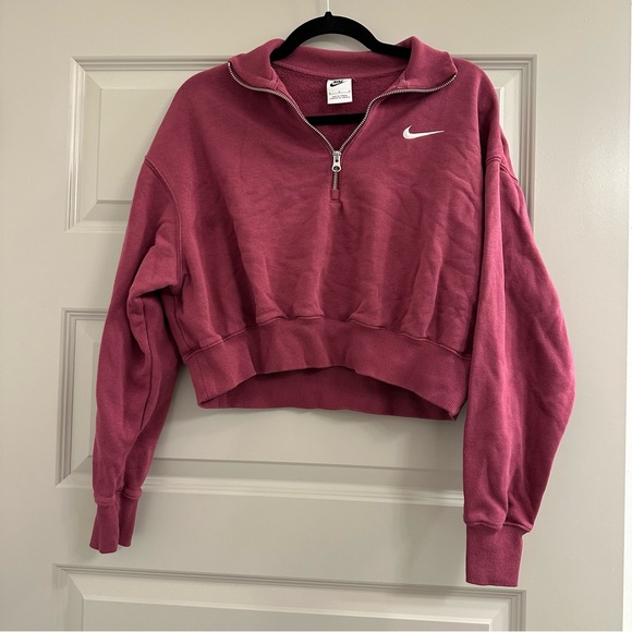 NIKE Women's Phoenix Fleece cropped half zip sweatshirt - Picture 1 of 4